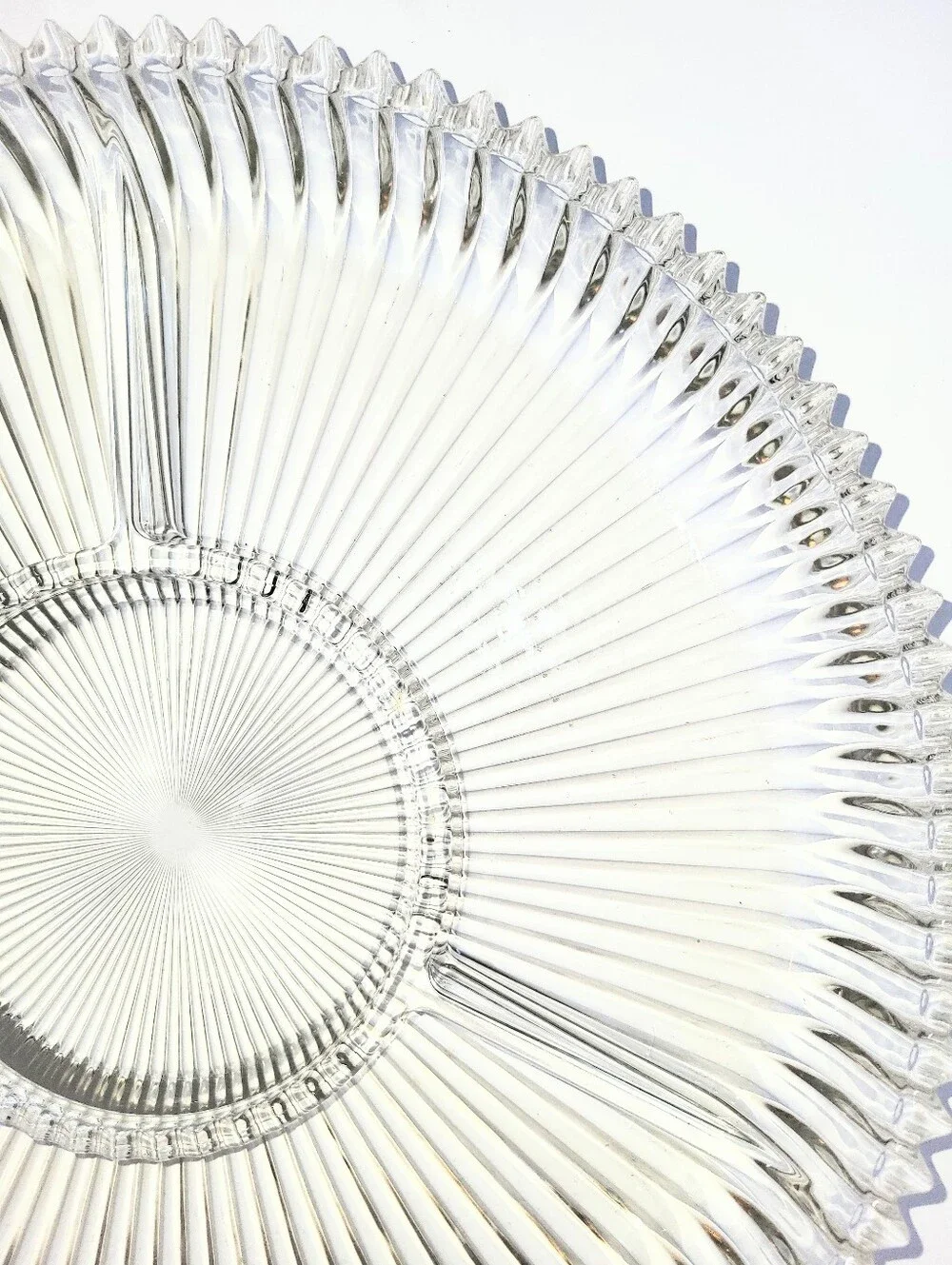 NIB Vintage 1980s Mikasa Crystal Diamond Fire Divided Serving Platter 14 Inch